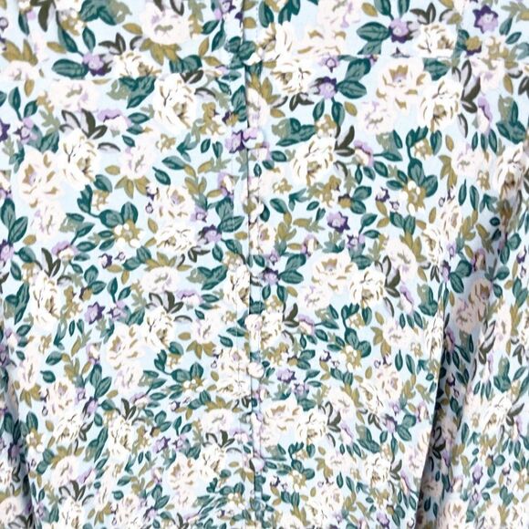 Floret Studios Multi Floral Midi 90s Teal Dress Buttons Large - Picture 5 of 9